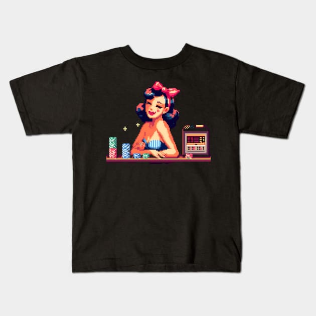 pixelated 80s babe Kids T-Shirt by vaporgraphic